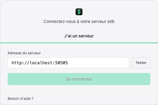 Écran de connexion au serveur